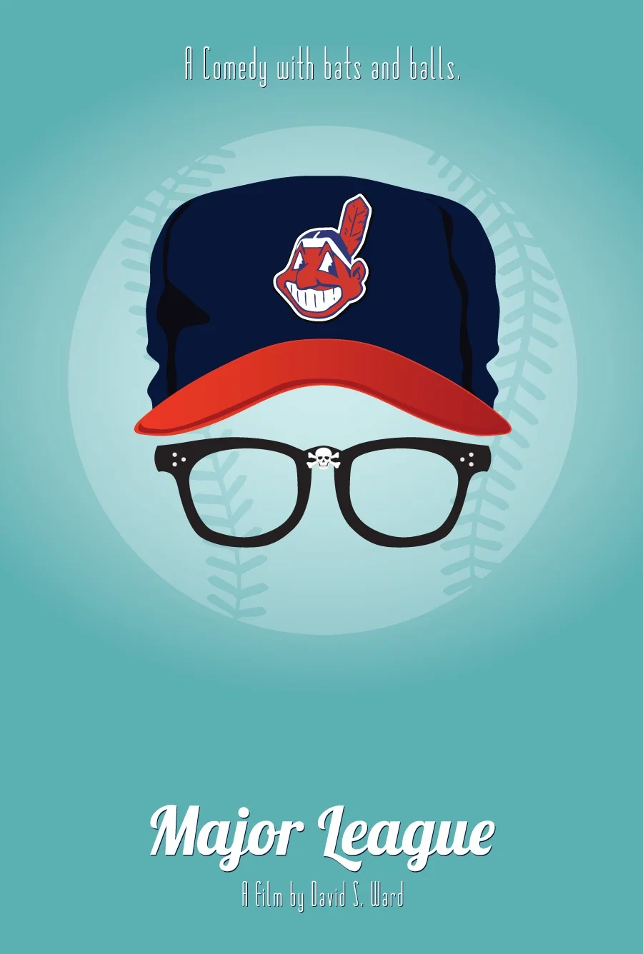 Major League minimalist poster: a Cleveland cap and Ricky Vaughn's glasses