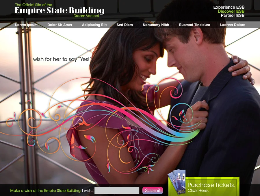 Dark-blue concept: a couple on the observation deck, "I wish for her to say yes"