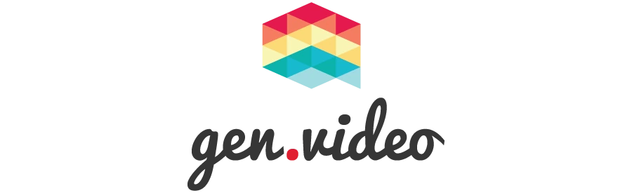 gen.video logo: layered conversation icon above a script wordmark