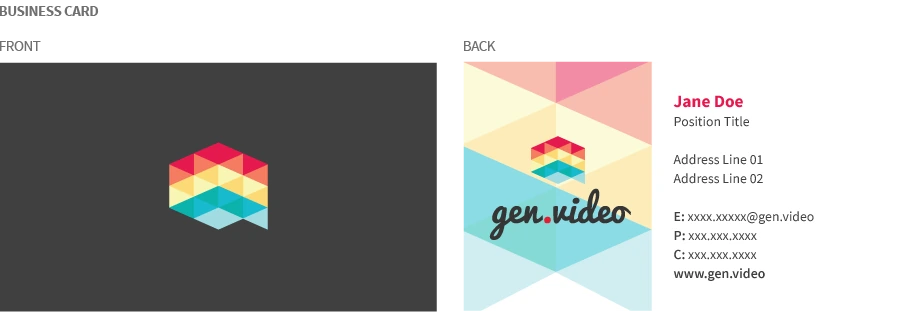 gen.video business card, front and back