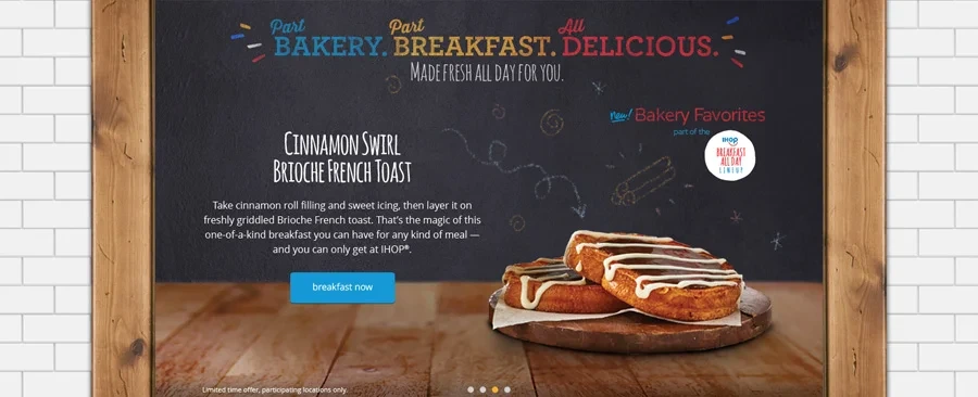 Chalkboard hero variant featuring Cinnamon Swirl Brioche French Toast