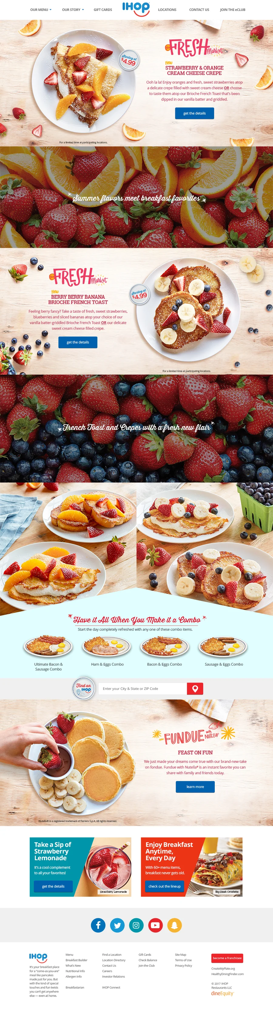 Full Fresh Market "What's New" landing page with each new fruit dish