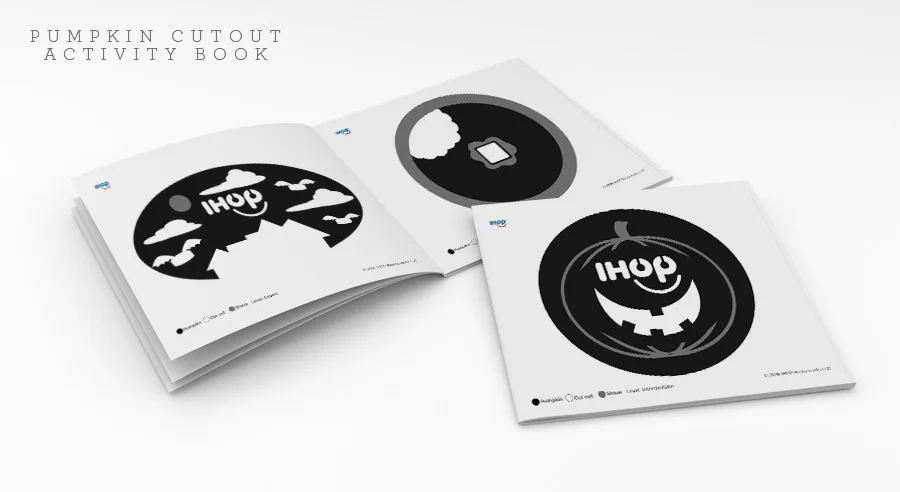 Pumpkin cutout activity book with IHOP pumpkin-carving stencils