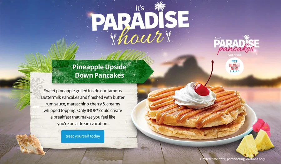 Paradise Hour hero featuring Pineapple Upside Down Pancakes