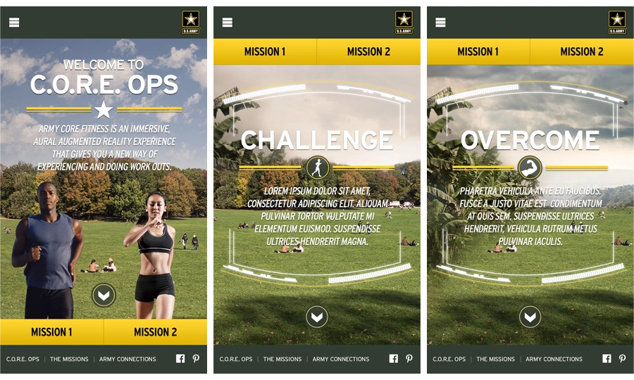 Mobile versions of the welcome and chapter screens
