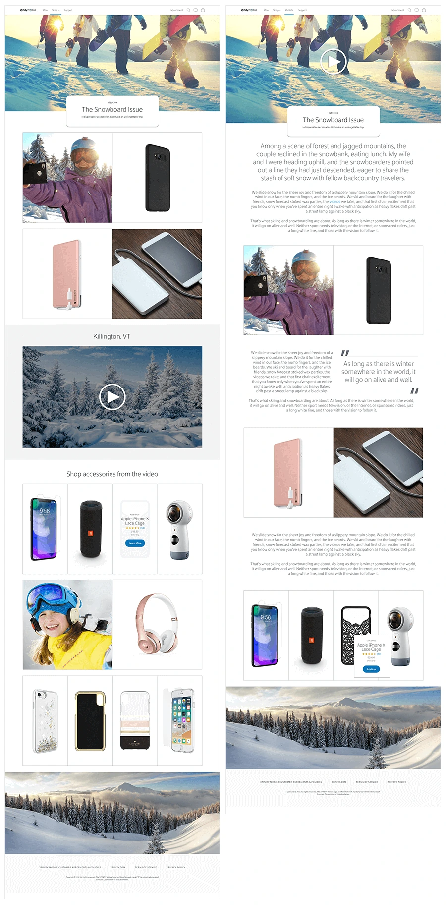 XM Life "The Snowboard Issue": winter story with a Killington video and shoppable accessories